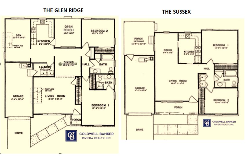 Glen Ridge and Sussex Model Floor plans